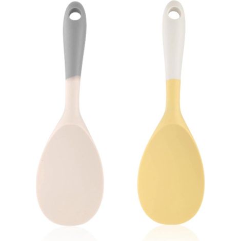 Set di 2 cucchiai da riso in silicone, resistenti al calore e durevoli, utensili da cucina, cucchiai per mescolare, accessori per la cottura al forno, 22,56,8 cm (1/5)