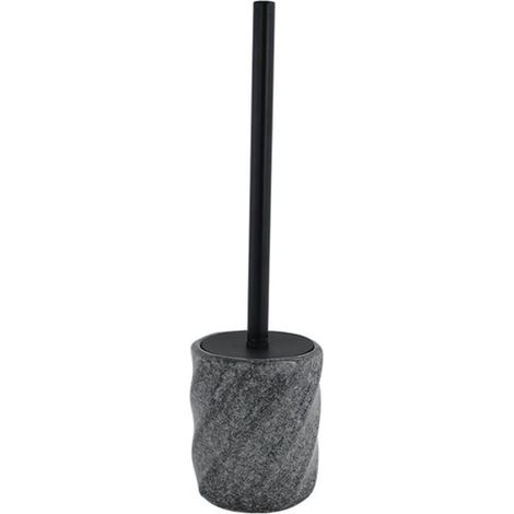 Cleafe - Portascopino Arredo Da Bagno Wc Toilette Rigato Marmo Nero Con Scopino Completo 87797 - (1/2)