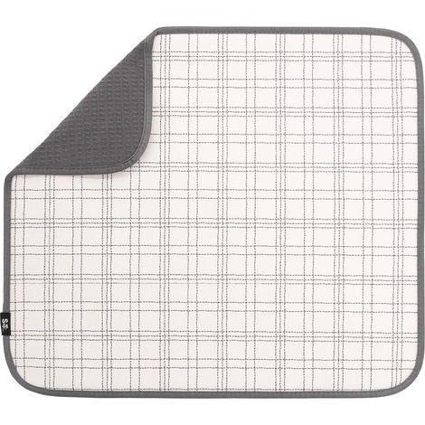 Tapis d'égouttage pour plan de travail cuisine en microfibre très absorbant vaisselle, ustensiles, casseroles et poêles, taille L, 40,6 x 45,7 cm, carreaux cousus - 40.6 45.7 cm'Stitched Plaid 40.6 x (1/5)