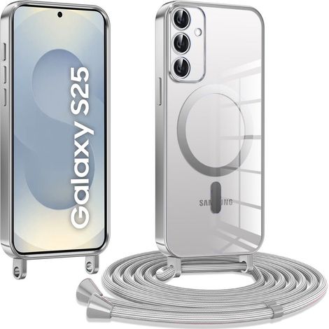 Samsung Galaxy S25 Hülle, Electro MagSafe, Silber + Trageschlaufe (1/5)