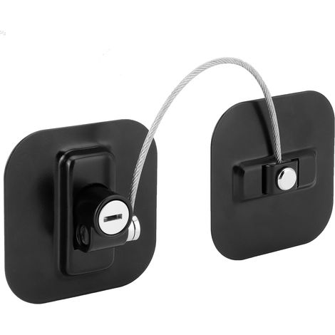 Verrou de sécurité bébé pour fenêtre, porte de réfrigérateur ou placard, avec clé (noir) (1/5)