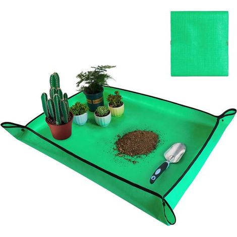 Tapis de rempotage grand format (76 x 99 cm), imperméable et épais. Idéal pour rempoter les plantes et éviter les débordements. (1/4)