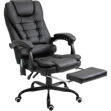 MEUBLIV Silla de oficina de masaje negra con reposapiés, ajustable 67 x 79 x 111-121 cm (1/5)