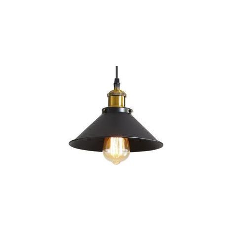 Suspension luminaire industrielle vintage en métal noir – Ø22 cm – Culot E27 – Hauteur réglable jusqu'à 120 cm –Ampoule non incluse (1/5)