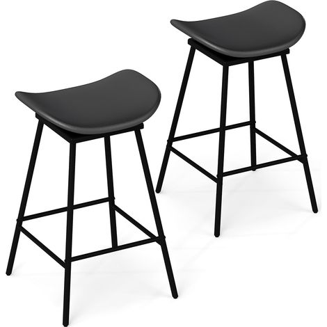 Drehbare Barhocker, 2er-Set, schwarzes Kunstleder, 360°-Drehung