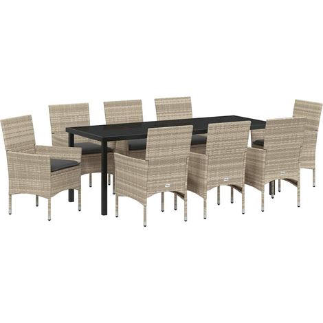 Maison Exclusive - Set da Pranzo per Giardino 9 pcs Grigio chiaro polyrattan