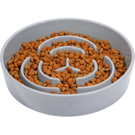 Ceramic Anti Glutton Dog Bowl, Diameter 6 cm, Grey (1/5)