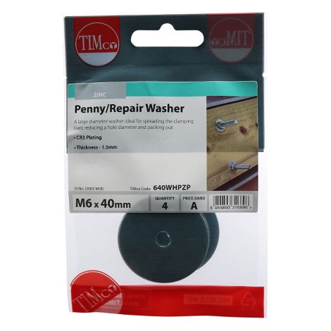 TIMCO Penny / Repair Washers DIN9054 Silver - M6 x 40