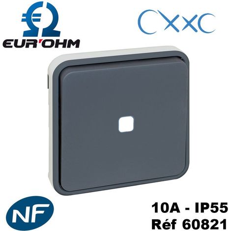 Interrupteur étanche va-et-vient avec témoin lumineux composable encastrable IP55