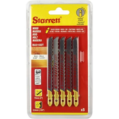 Lames pour scie sauteuse Starrett BU310DT 5 unités