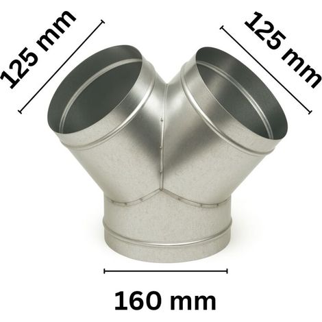 Y-Stück 160/125/125 mm Metall – Lüftung Y-Verbinder (1/5)