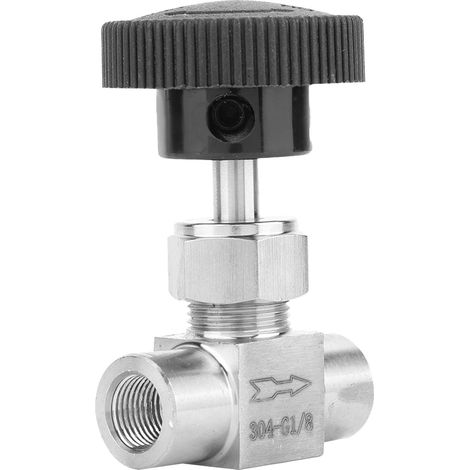 Vanne à aiguille droite en acier inoxydable avec filetage femelle BSPP pour le transport d'eau, de gaz et d'huile (type A) (1/5)