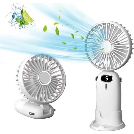 (Blanc)Mini Ventilateur - PRUMYA - Pliable - 5 Vitesses - Rechargeable USB - Ultra Silencieux (1/4)