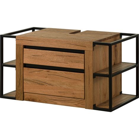 Waschbeckenunterschrank Wildeiche / Zerreiche 100x50x52 natur geölt MONTREUX 53
