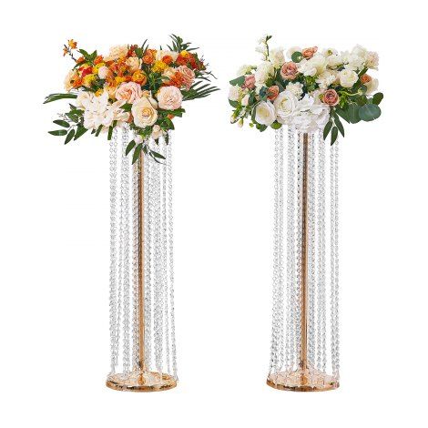 2PCS Support de Fleurs de Mariage 90 cm Porte-fleurs en Cristal (1/5)