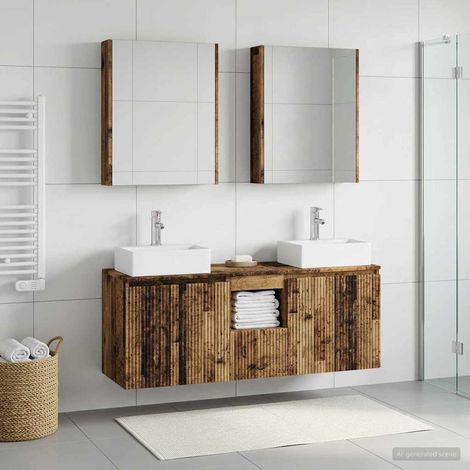 vidaXL Juego de Muebles de Baño 5 uds. Madera envejecida (1/5)