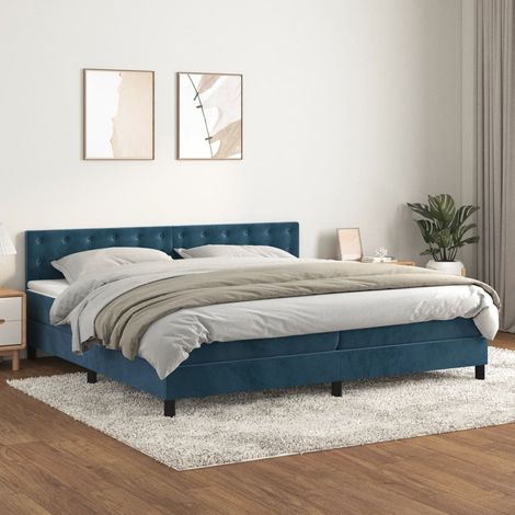 Boxspringbett mit Matratze Dunkelblau 200x200 cm Samt vidaXL
