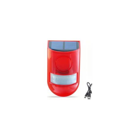 Alarme Solaire Sonore et Lumineuse pour l'Extérieur Détecteur de Mouvement Dispositif Imperméable Sirène 110db Sonore Alerte Flash Système d'Alarme de Sécurité pour la Maison et la Cour (1/5)