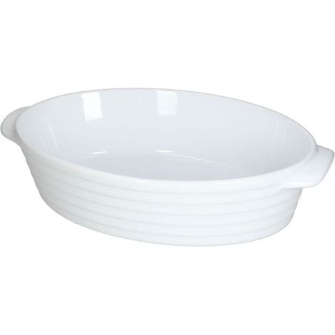 Oval Baker 34x22 H8,5 Ringe Steinzeug Weiß