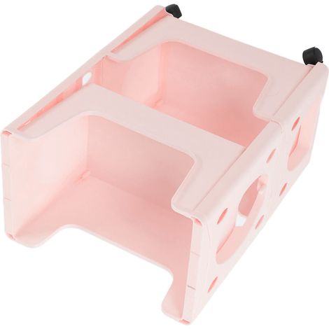 Chariot de rangement mobile grande capacité, épais, avec roulettes verrouillables, pour livres, jouets, flacons d'épices, 2 niveaux, rose (1/5)