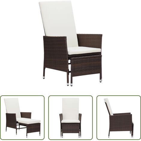 Auflagen -  Garten-Liegestuhl mit Auflagen Poly Rattan Braun (1/5)
