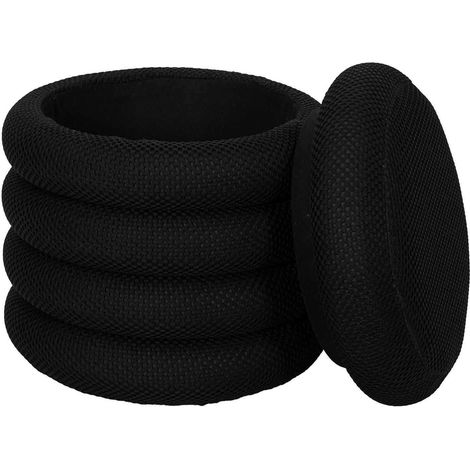 The Home Deco Factory – Pouf rangement en tissu noir – Repose pieds léger – Design élégant pour salon ou chambre – Usage polyvalent (1/4)