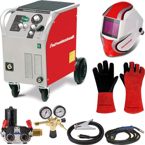 Schweisskraft PRO-MIG Synergie 311-4 inkl. Brenner-Set, Schweißhelm/Handschuh (1/5)