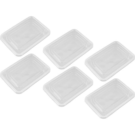 Lot de 10 boîtes à lunch jetables, micro-ondables, transparentes, rectangulaires, avec couvercle, 500 ml (1/5)