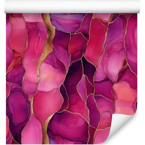 Papier peint encre violet, rose, rose poudré et bordeaux 50x1000 cm (1/5)