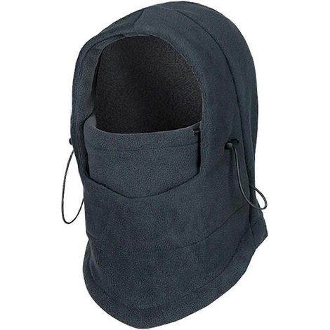 Cagoule d'hiver chaude en polaire grise, idéale pour le cyclisme et le snowboard. Protection optimale de la tête et du visage. (1/5)
