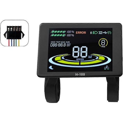 L'écran LCD du vélo électrique H-100 contrôle le compteur de vitesse 24V - 72V avec connecteur SM à 5 broches. (1/5)