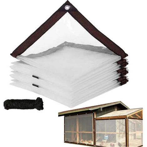 Bâche de protection transparente 2x2m – Imperméable en vinyle avec œillets – Pour chantiers, camping, protection des plantes et poulaillers (1/5)