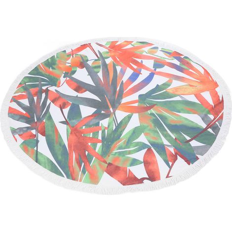 Serviette de plage ronde, couverture de plage circulaire à pompons, tapis de pique-nique surdimensionné pour enfants1 (1/5)