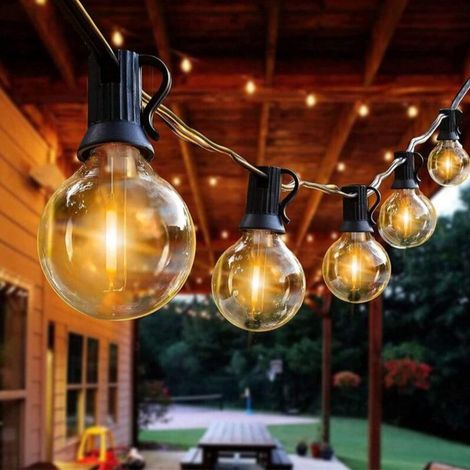 Guirlande Guinguette Extérieure, 15M/50FT G40 LED Guirlande Lumineuse Intérieur Exterieur avec 25 Ampoules + 1 Rechange 2700K Blanc Chaud prévu pour Mariage,Patio,Café,Jardin (1/5)