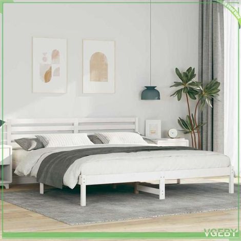 ABI Cadre de lit avec tête de lit Blanc 180 x 200 cm Pin massif 7291712312151 (1/5)