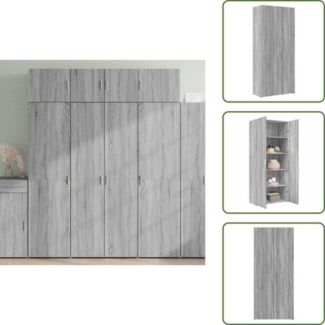 The Living Store Highboard Grau Sonoma 80x42,5x185 cm Holzwerkstoff - Hochschrank (1/5)