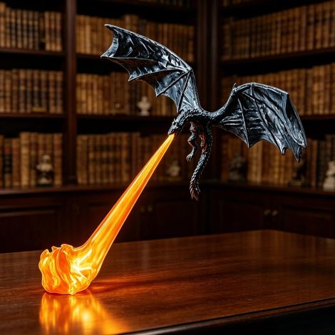 Dragon Bookshelf Corner Lamp, 3D-Printed Fantasy Sculpture (1/5)