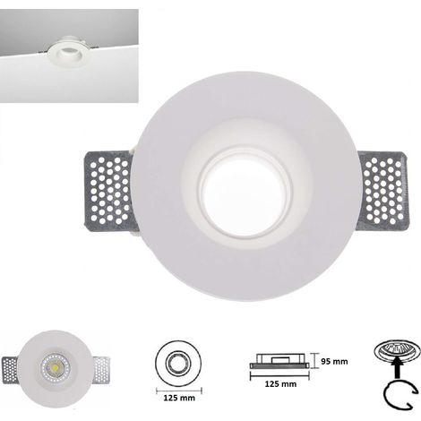 Portafaretto tondo in gesso scomparsa da incasso controsoffitti lampade led gu10 (1/5)