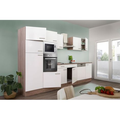 Cuisine Kitchenette bloc cuisine intégrée Chêne York Blanc Oliver 340 cm Respekta