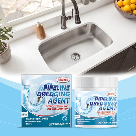 Poudre déboucheuse pour canalisations, idéale pour déboucher et nettoyer les égouts, dissolvant les cheveux et la graisse. 260 g -- DTEKGAZ (1/5)