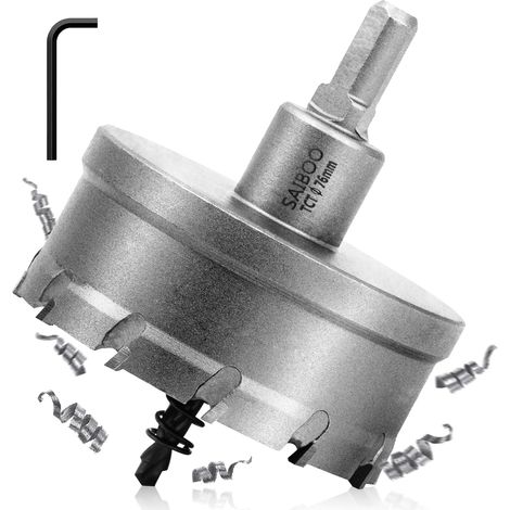 76mm Foret de Scie Cloche en Métal, Coupeur de Trou de Dents en Carbure de Tungstène avec Foret Pilote pour L'acier Inoxydable, Le Métal, au Fer, à L'aluminium et au Laiton (1/5)