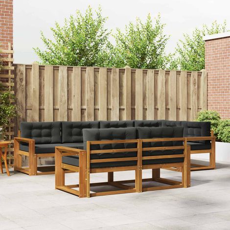 Outdoor-Sofagarnitur mit Kissen 7 pcs Natur und Anthrazit (1/5)