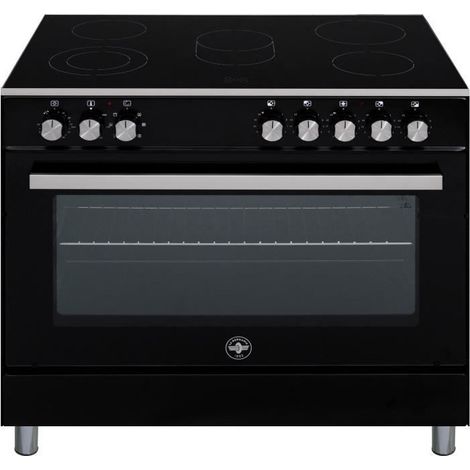Cuisinière vitrocéramique 90 cm noire – 5 foyers 2730 W – Four multifonctions 110 L avec nettoyage catalytique – Commandes rotatives – La Germania