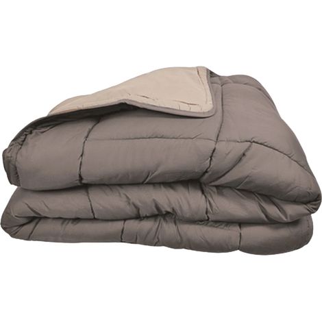 Couette légère réversible bicolore en microfibre 200 gr/m² Taupe 140x200 cm