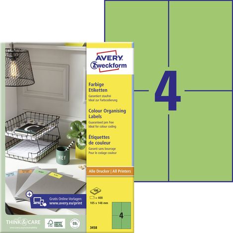 Avery Zweckform Universaletikett 3458 105x148mm grün 400 St./Pack. (1/5)