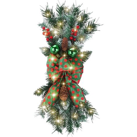 Guirlande De Noël Pré-Éclairée Sans Fil - 45 Cm - Pour Porte D'Entrée Mur Fenêtre - Décoration Festive (1/5)