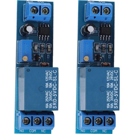 2 Pièces Module Relais NE555 Temporisé Réglable 0-10 Secondes, 5V (1/5)