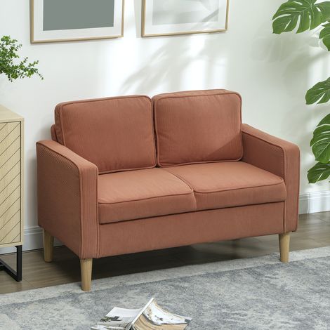 Divano 2 posti compatto con braccioli, contenitore, effetto corda, gambe in legno, rosa (1/5)