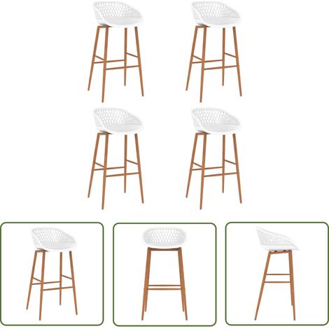 The Living Store Tabourets de bar lot de 4 blanc - Chaises De Bar - Tabourets De Bar - Chaises De Cuisine - Meubles De Bar - Chaises Design (1/5)