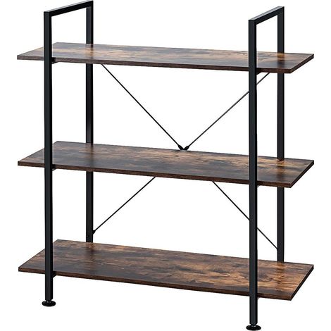 Style industriel, étagère bibliothèque 3 niveaux, rangement ouvert stable pour salon bureau chambre (1/5)